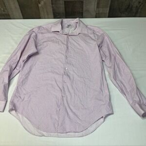 Calvin Klein Mens Slim Fit Dress Shirt Purple White Geometric Floral L 16-16.5
